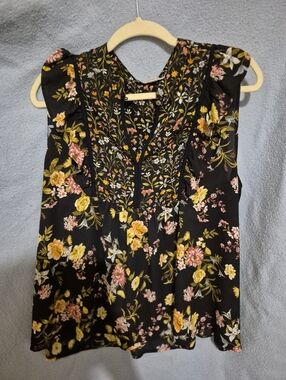 Loft Navy Floral Blouse